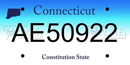 AE50922 Connecticut License Plate
