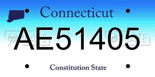 AE51405 Connecticut License Plate