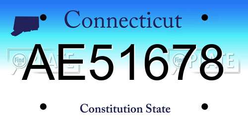 AE51678 Connecticut License Plate