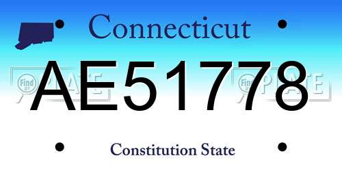AE51778 Connecticut License Plate