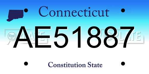 AE51887 Connecticut License Plate