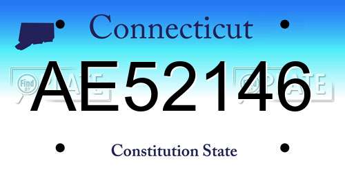 AE52146 Connecticut License Plate