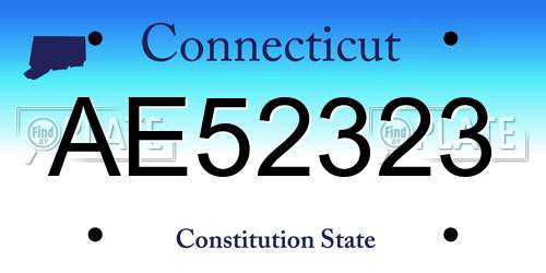 AE52323 Connecticut License Plate