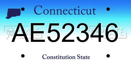 AE52346 Connecticut License Plate