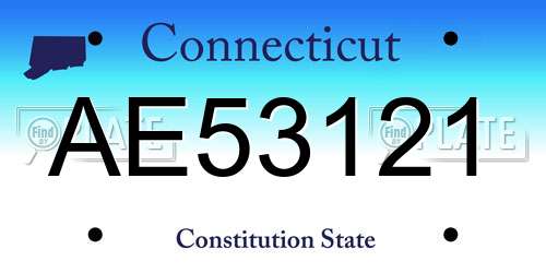 AE53121 Connecticut License Plate