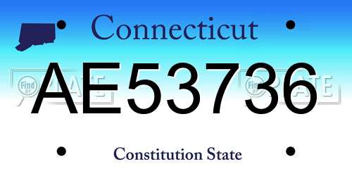 AE53736 Connecticut License Plate