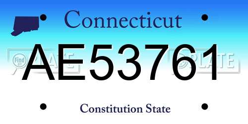 AE53761 Connecticut License Plate