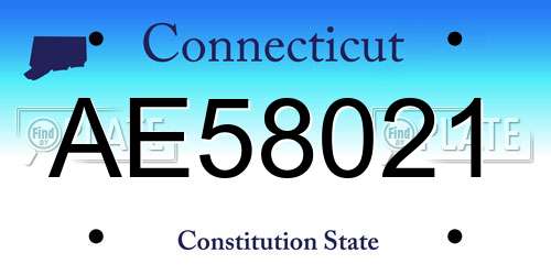 AE58021 Connecticut License Plate