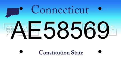 AE58569 Connecticut License Plate