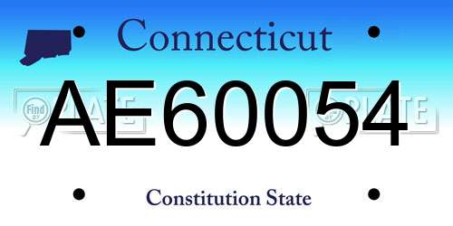 AE60054 Connecticut License Plate