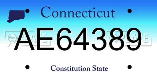 AE64389 Connecticut License Plate