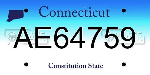 AE64759 Connecticut License Plate