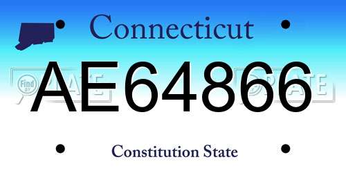 AE64866 Connecticut License Plate