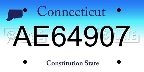 AE64907 Connecticut License Plate