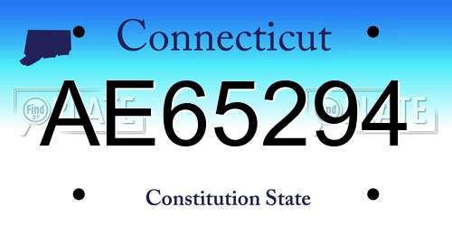 AE65294 Connecticut License Plate