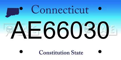 AE66030 Connecticut License Plate
