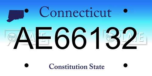 AE66132 Connecticut License Plate