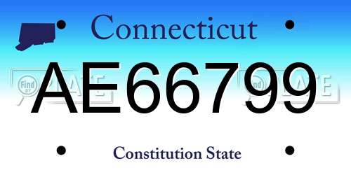 AE66799 Connecticut License Plate