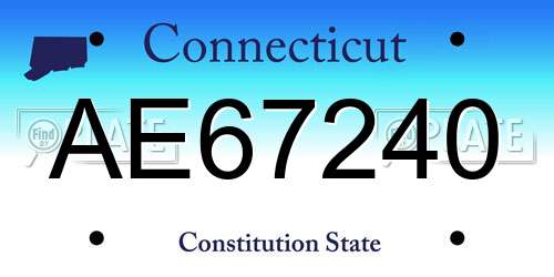 AE67240 Connecticut License Plate