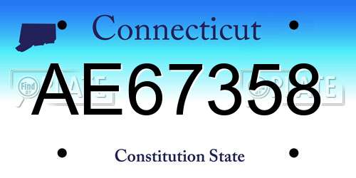 AE67358 Connecticut License Plate