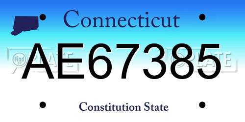 AE67385 Connecticut License Plate