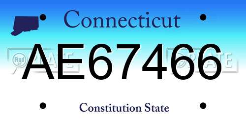 AE67466 Connecticut License Plate