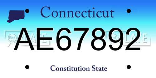 AE67892 Connecticut License Plate
