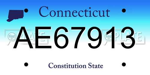 AE67913 Connecticut License Plate