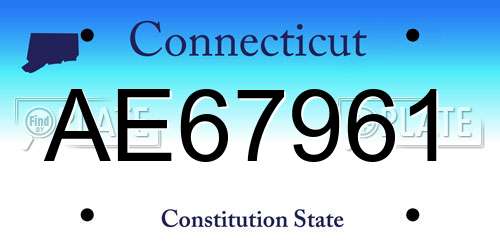 AE67961 Connecticut License Plate