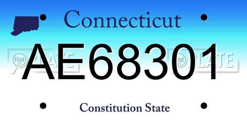 AE68301 Connecticut License Plate
