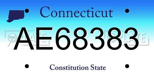 AE68383 Connecticut License Plate
