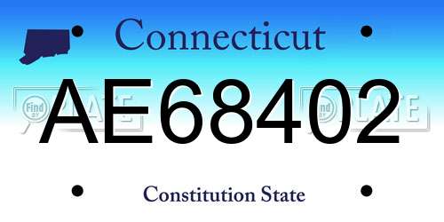 AE68402 Connecticut License Plate