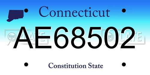AE68502 Connecticut License Plate