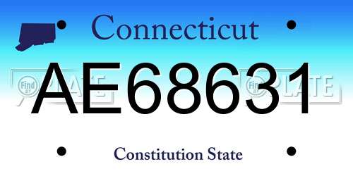 AE68631 Connecticut License Plate