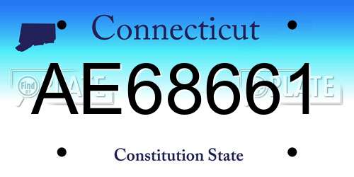 AE68661 Connecticut License Plate