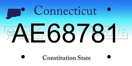 AE68781 Connecticut License Plate