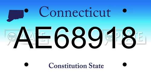 AE68918 Connecticut License Plate