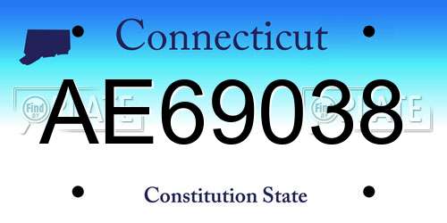 AE69038 Connecticut License Plate