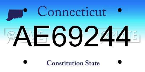AE69244 Connecticut License Plate