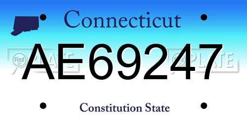 AE69247 Connecticut License Plate