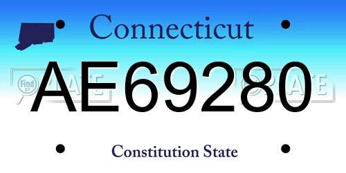 AE69280 Connecticut License Plate