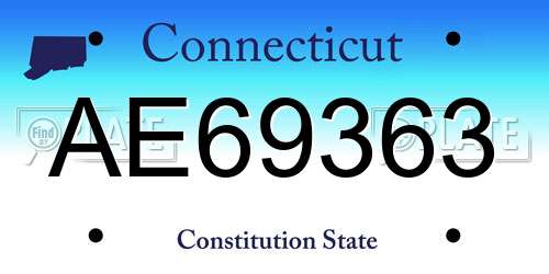 AE69363 Connecticut License Plate