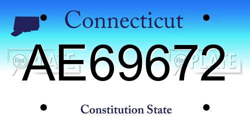 AE69672 Connecticut License Plate