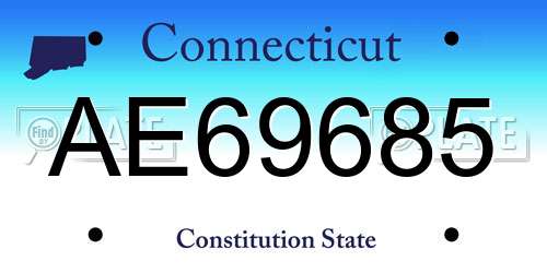 AE69685 Connecticut License Plate