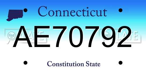 AE70792 Connecticut License Plate