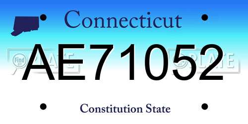 AE71052 Connecticut License Plate