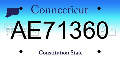AE71360 Connecticut License Plate