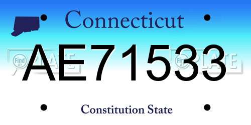 AE71533 Connecticut License Plate