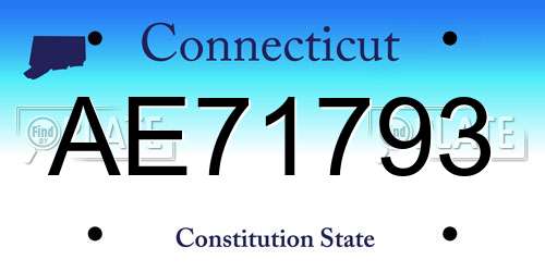 AE71793 Connecticut License Plate