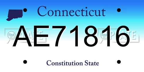 AE71816 Connecticut License Plate